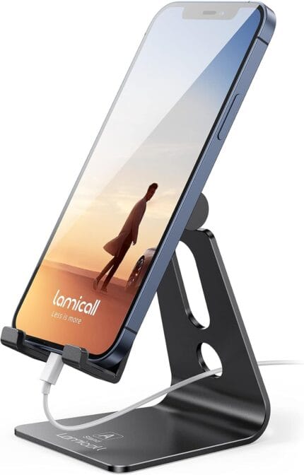 Lamicall Adjustable Cell Phone Stand, Desk Phone Holder, Cradle, Dock, Compatible with 4-8 Inch Phones