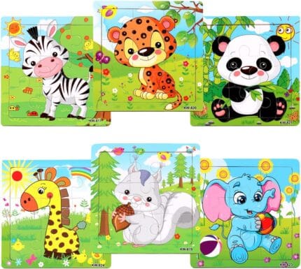 IBAMA 6PCS of Environmental Protection Wooden Frame Jigsaw for Kids