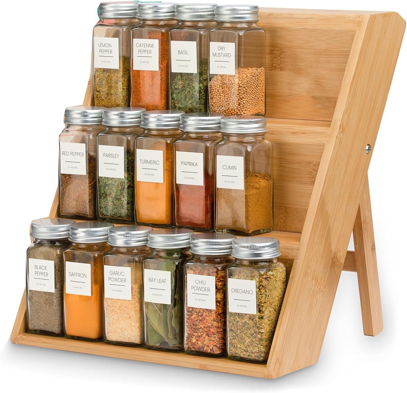 71kppOHHy6L._AC_SL1500_.jpg TAME Spice Rack Organizer, 3-tier Wooden Spice Rack for Kitchen Countertop Seasoning Jars Organizer - Image 1